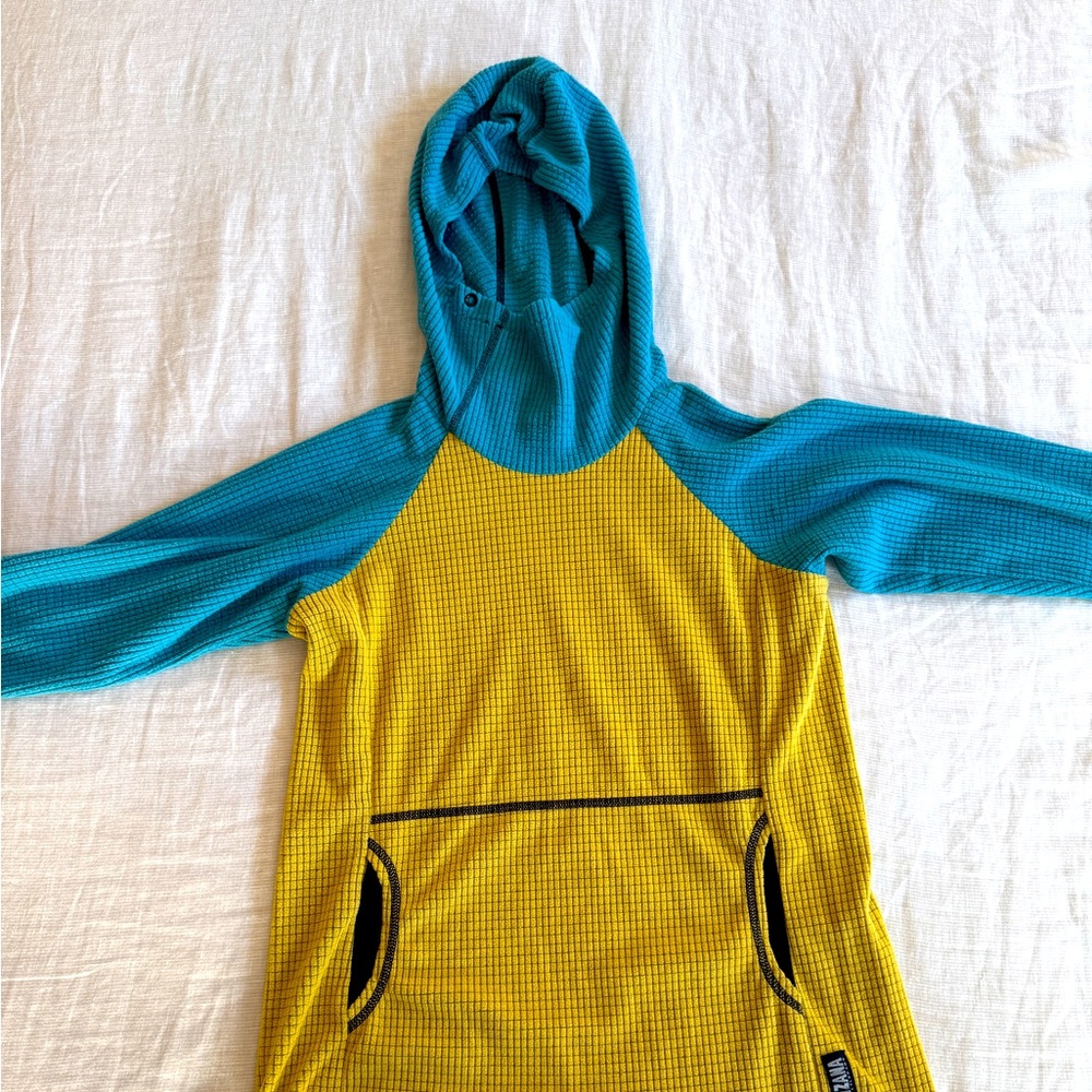 XS Women’s Melanzana Merino Base Hoodie yellow/blue